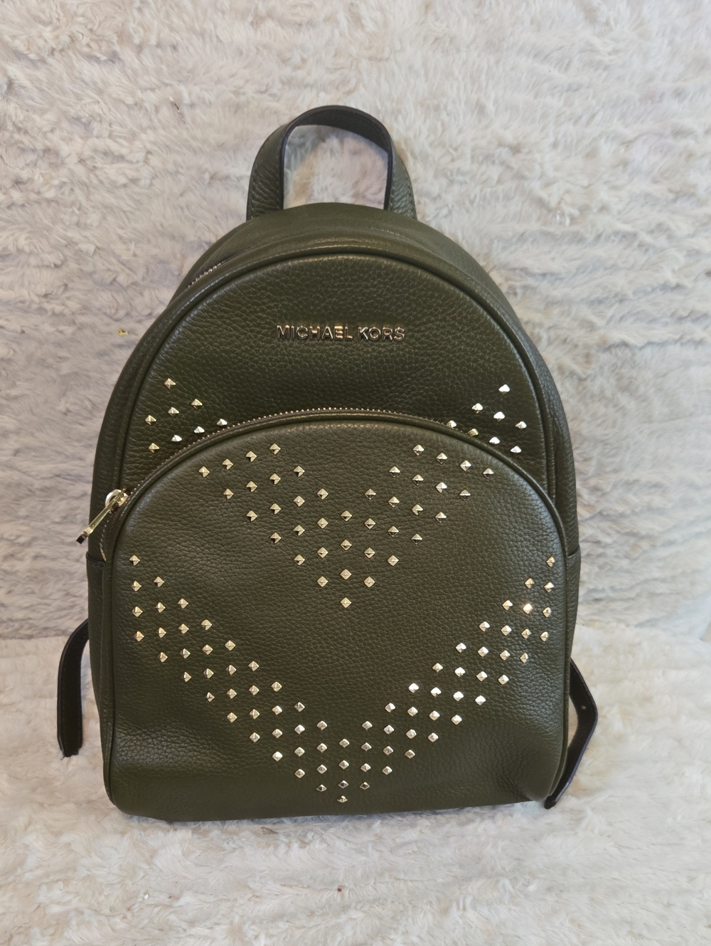 Michael Kors Olive Green Studded Leather Mini Backpack EUC